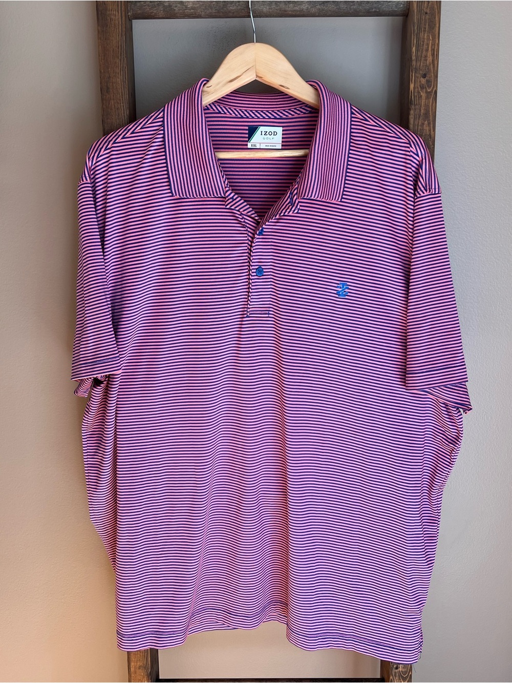 IZOD Golf Men’s Pink Striped Polo Shirt